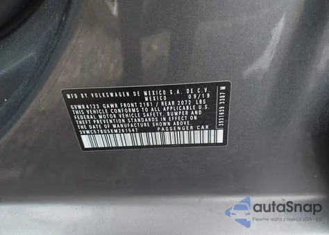 2019 Volkswagen Jetta 1.4T R-Line/1.4T S/1.4T Se from USA, damaged, VIN 3VWC57BU5KM261547